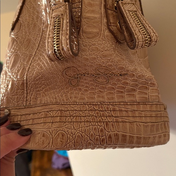 🎄Jessica Simpson Crocodile Embossed Tan Handbag - Picture 6 of 10